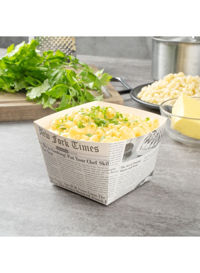 Restaurantware Bio Tek 5.3 x 3.3 Inch Popcorn Boxes, 200 Square Mini Treat Boxes - Open-Top Design, PE Coating, Newsprint Paper Party Favor Containers, Disposable, For Fries, Chips, Or Pretzels - Image 3