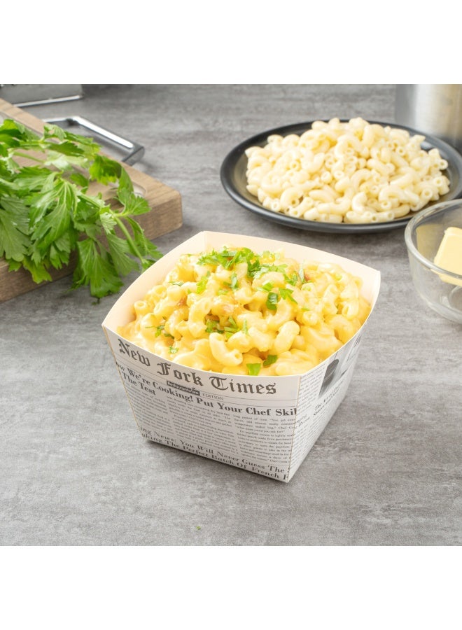 Restaurantware Bio Tek 5.3 x 3.3 Inch Popcorn Boxes, 200 Square Mini Treat Boxes - Open-Top Design, PE Coating, Newsprint Paper Party Favor Containers, Disposable, For Fries, Chips, Or Pretzels - Image 4