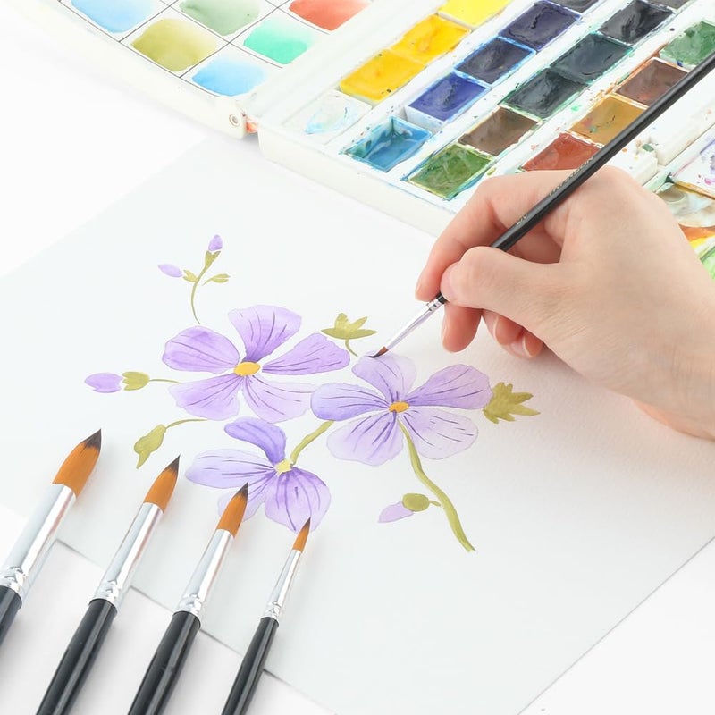 Transon 11pcs Round Paint Brush Basic Set for Watercolor, Acrylic, Gouache, Ink, and Tempera Painting - Image 5