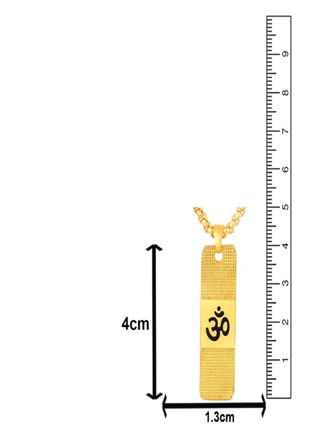Mahi Gold Plated Lord Om Engraved Dual Side Locket Pendant with Chain for Men and Women (PS1101915G) - Image 5