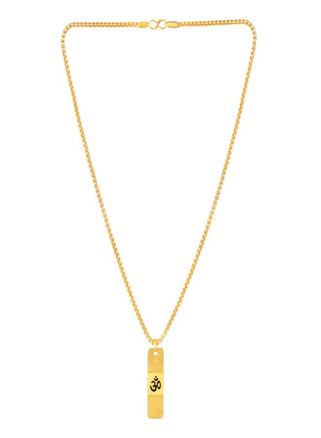Mahi Gold Plated Lord Om Engraved Dual Side Locket Pendant with Chain for Men and Women (PS1101915G) - Image 4