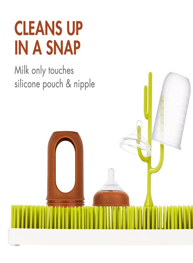 Boon Nursh Reusable Silicone Pouch Baby Bottles - Medium Flow Nipple - Silicone Baby Bottle Pouch and Nipple - Baby Feeding Essentials - Speckle - 3-6 Months - 3 Count - 8 Ounce - Image 4