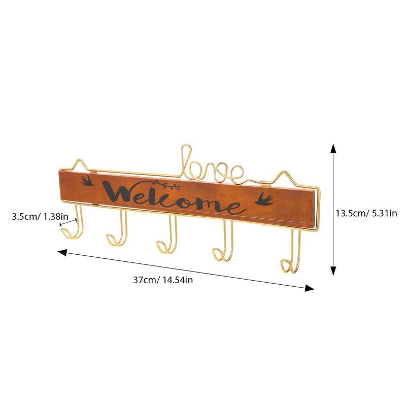 Gold Wall Mounted Towel Rack Metal Frame Rustic Wood Bathroom Hanger Single Piece Storage - Image 3