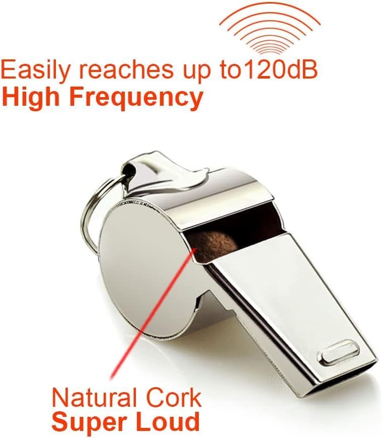 Hipat Stainless Steel Sports Whistles with Lanyard, Loud Crisp Sound Whistles Bulk Great for Coaches, Referees, and Officials - Image 2
