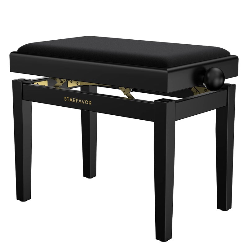 Starfavor Starfavor Piano Bench Adjustable Keyboard Chair Wooden Piano Stool Padded Seat Cushion Black SPB480K