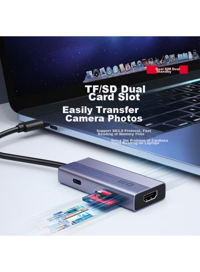 Dm Daimai Type-c Six-in Expansion Dock, Usb-c To Hdmi Adapter, Apple Huawei Computer Ipad Converter, 4k Screen Mirroring Expansion Card Reader, Chb059 - Image 4
