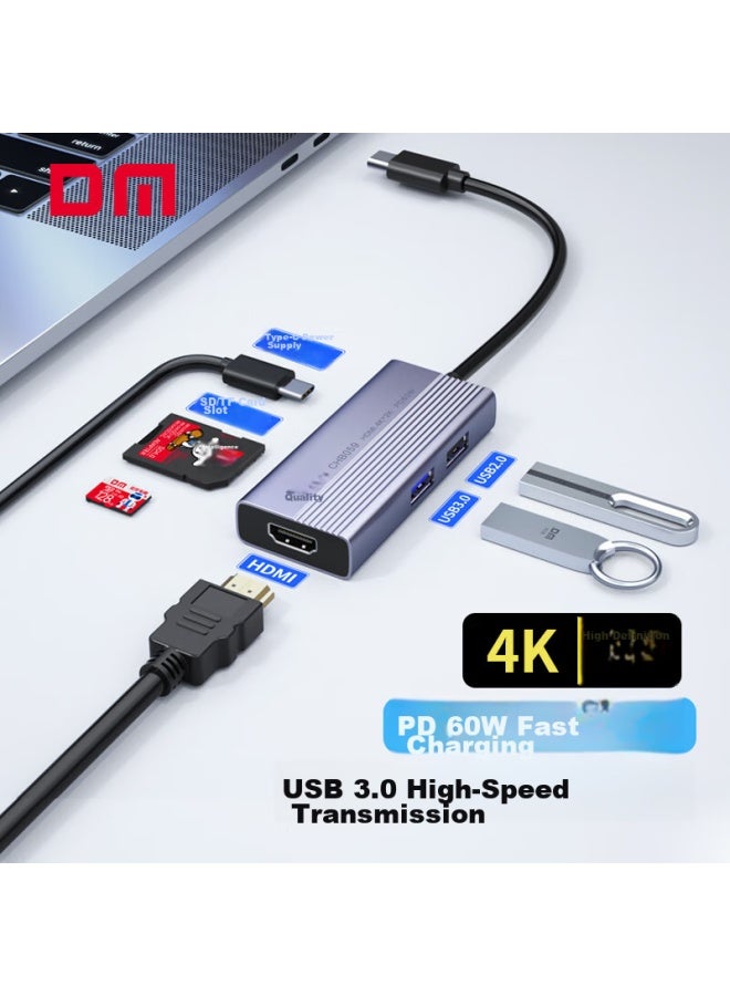 Dm Daimai Type-c Six-in Expansion Dock, Usb-c To Hdmi Adapter, Apple Huawei Computer Ipad Converter, 4k Screen Mirroring Expansion Card Reader, Chb059 - Image 1