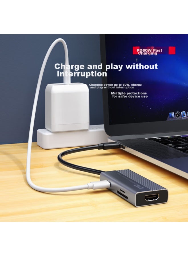 Dm Daimai Type-c Six-in Expansion Dock, Usb-c To Hdmi Adapter, Apple Huawei Computer Ipad Converter, 4k Screen Mirroring Expansion Card Reader, Chb059 - Image 2