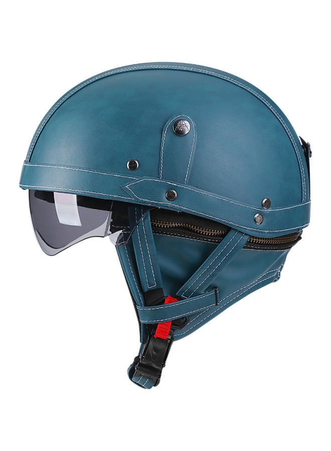 Peacock Blue Single Helmet Electric Car Helmet Men's And Women's Four Seasons Retro Half Helmet Summer With Scarf Motorcycle Scooter Head Gray Helmet Safety Helmet