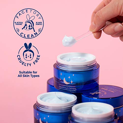 FACETORY Moon Velvet Sleeping Mask Moisturizer with Shea Butter and Azulene - Improve Dry, Irritated, and Dehydrated Skin - Nourishing, Calming, Moisturizing, 50 ml/ 1.69 fl oz - Image 5
