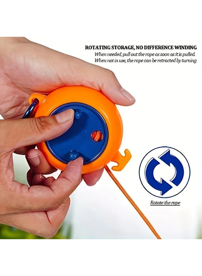 Orange Blue Retractable Portable Camping Clothesline Travel Drying Rope with Handle - Image 5