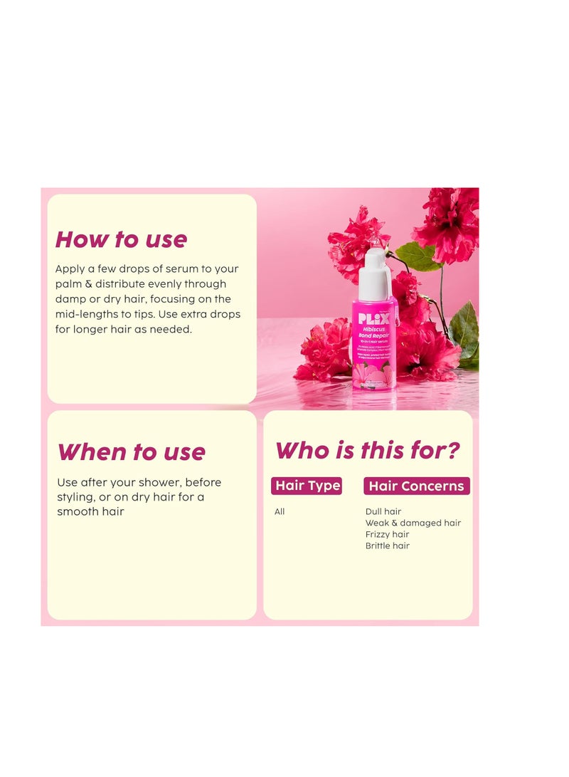 PLIX THE PLANT FIX Hibiscus Bond Repair 10-in-1 Hair Serum FiberHance™ Repairs Damage Hair Strengthens Keratin Structure Provides 3X strengthening 50ml - Image 4