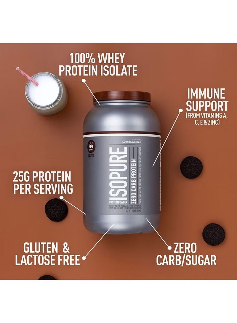 Isopure Zero Carb Protein, Cookies & Cream Flavour, 3 Lb - Image 2