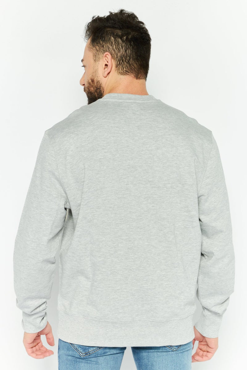 ESPRIT Men Crew Neck Long Sleeve Graphic Print Sweatshirts, Heather Grey - Image 4