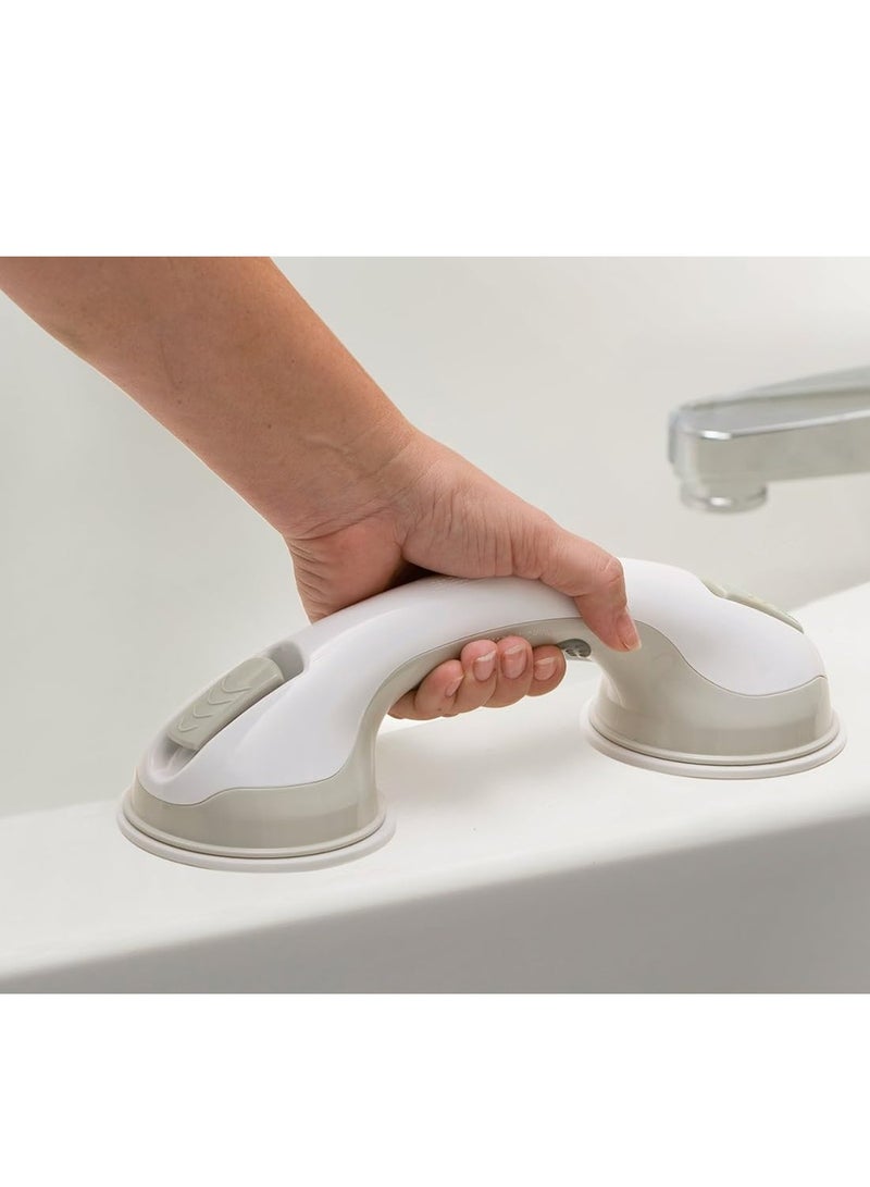 Safe-er-Grip عصا سحب آمنة Safe-er-Grip لتغيير أنماط الحياة مع أكواب شفط لحمامات الاستحمام والدش؛ مقبض مساعد آمن للحمام، أبيض ورمادي، 12 بوصة - Image 3