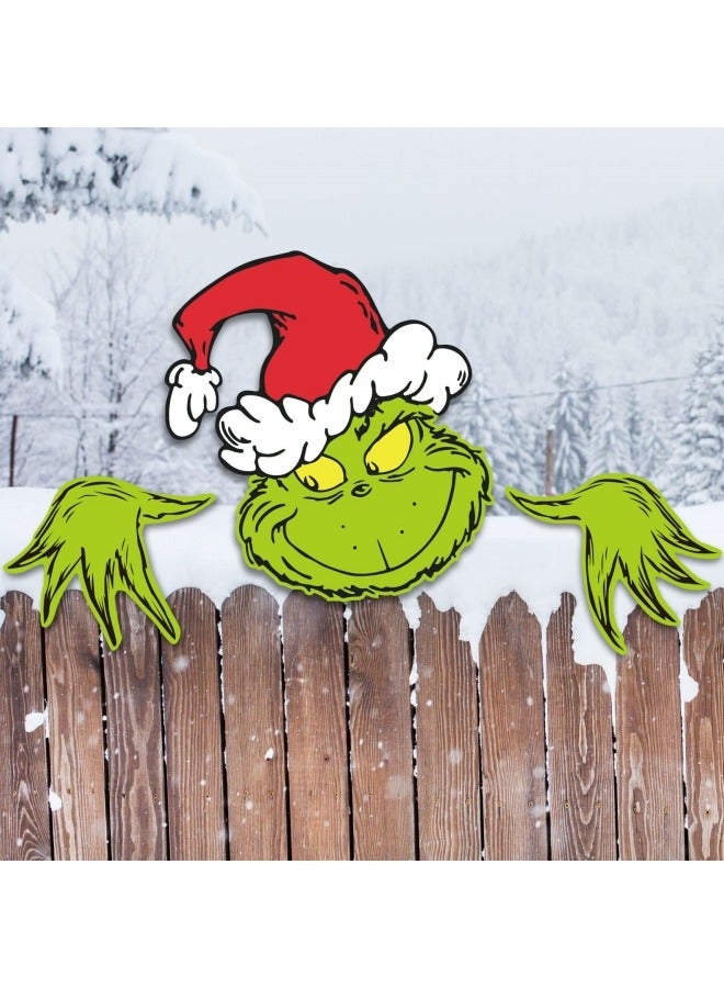 CCOVERY Fence Peeker Decoration Christmas Decorations Outdoor Fence Yard Sign - Image 1