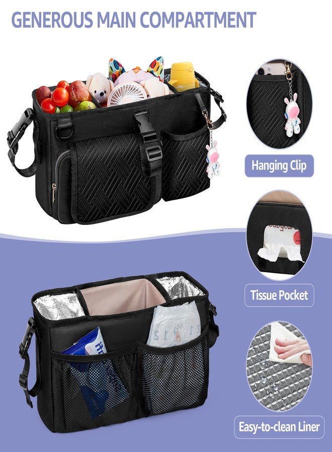 Prokva Parent Console Stroller Organizer Compatible with WONDERFOLD W2&W4&X, Wagon Stroller Caddy with 2 Insulated Cup Holders, A Removable Cooler Bag, Black (Empty Bag) - Image 4