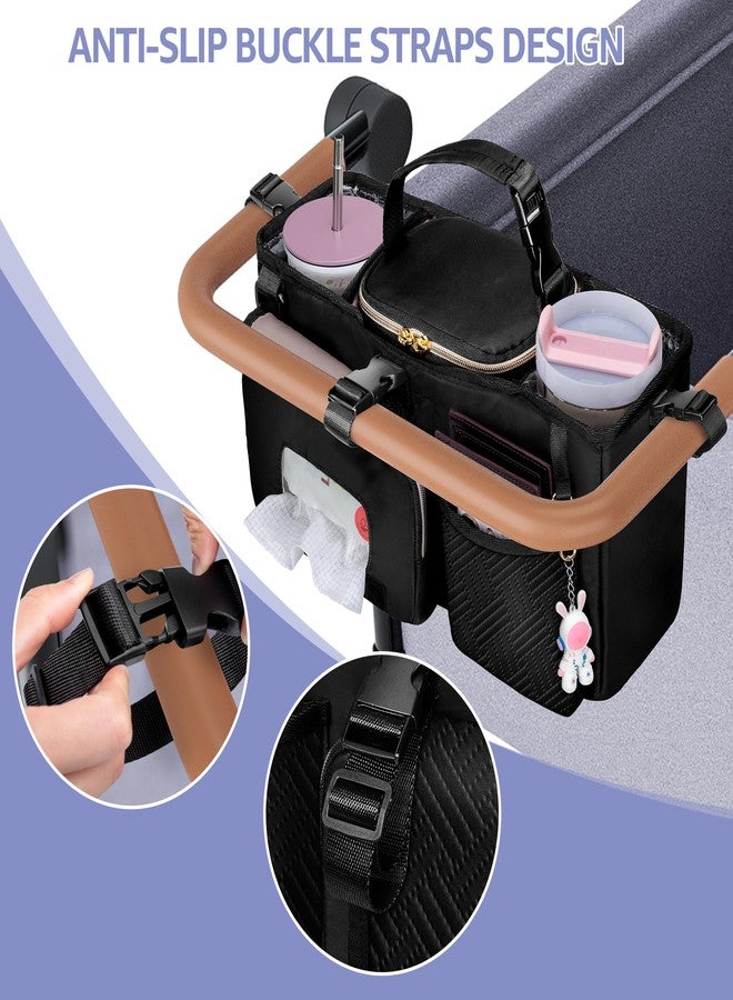 Prokva Parent Console Stroller Organizer Compatible with WONDERFOLD W2&W4&X, Wagon Stroller Caddy with 2 Insulated Cup Holders, A Removable Cooler Bag, Black (Empty Bag) - Image 5