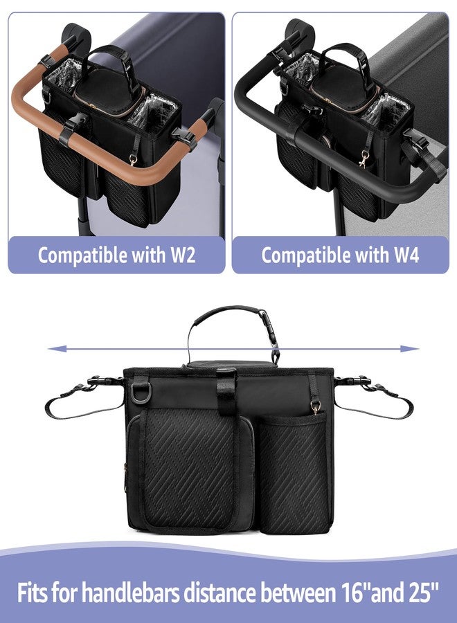 Prokva Parent Console Stroller Organizer Compatible with WONDERFOLD W2&W4&X, Wagon Stroller Caddy with 2 Insulated Cup Holders, A Removable Cooler Bag, Black (Empty Bag) - Image 2