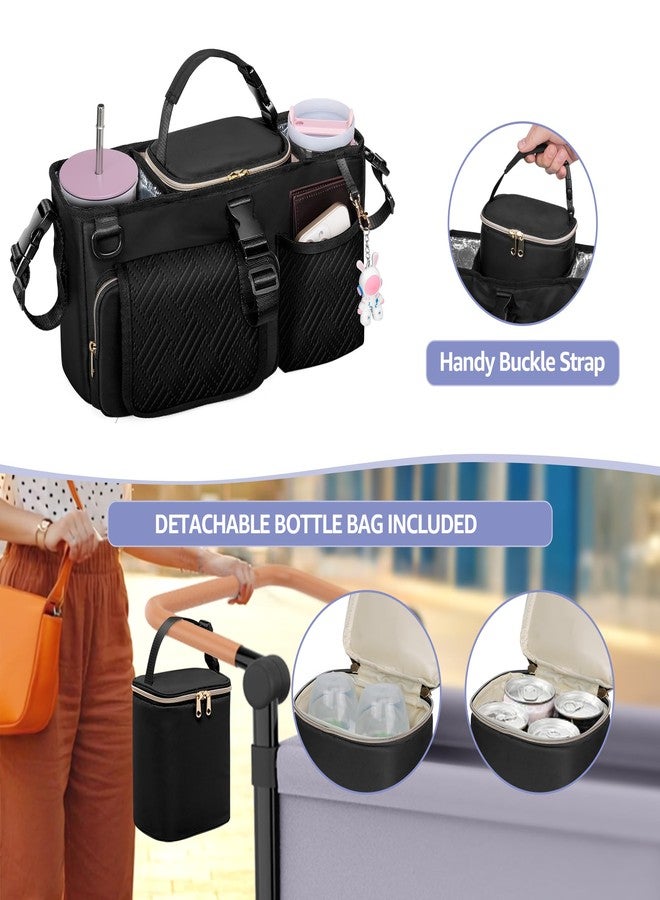 Prokva Parent Console Stroller Organizer Compatible with WONDERFOLD W2&W4&X, Wagon Stroller Caddy with 2 Insulated Cup Holders, A Removable Cooler Bag, Black (Empty Bag) - Image 3