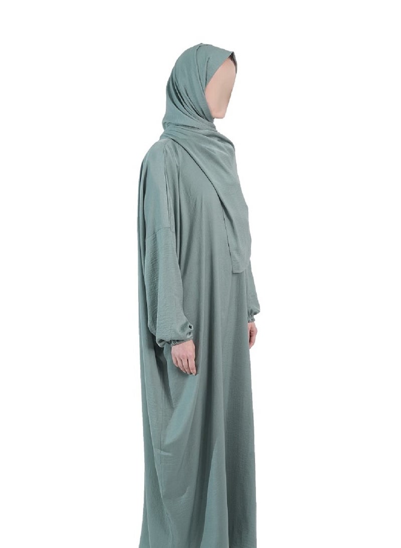 حجاب وعباءة صلاة خضراء نعناعية خفيفة الوزن من ناشوة بوتيك - Image 2