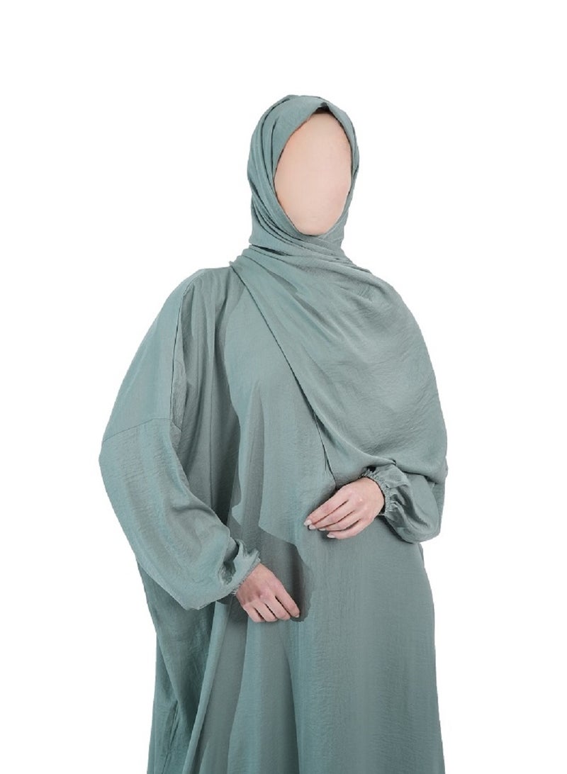 حجاب وعباءة صلاة خضراء نعناعية خفيفة الوزن من ناشوة بوتيك - Image 5