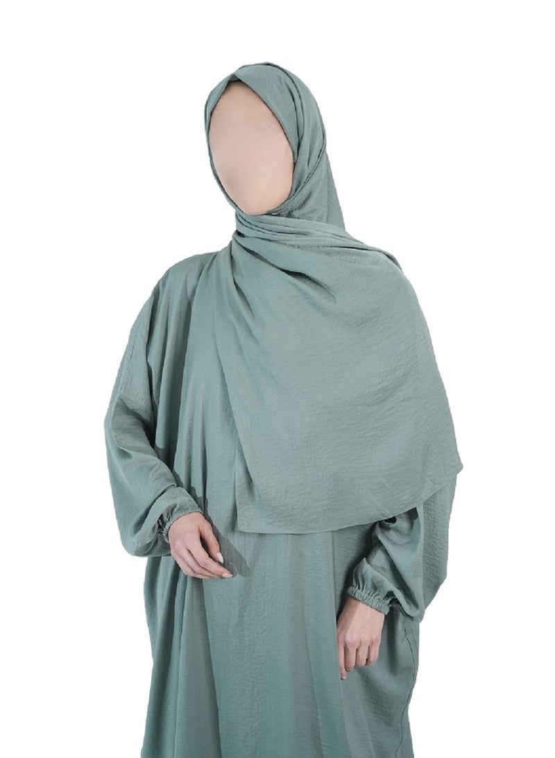 حجاب وعباءة صلاة خضراء نعناعية خفيفة الوزن من ناشوة بوتيك - Image 4