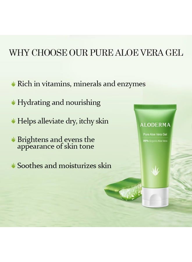 Aloderma Pure Aloe Vera Gel - Soothes and Hydrates Dry, Itchy, or Irritated Skin; great for Acne, Dandruff, Sunburn, Rashes (45g) 45g - Image 2