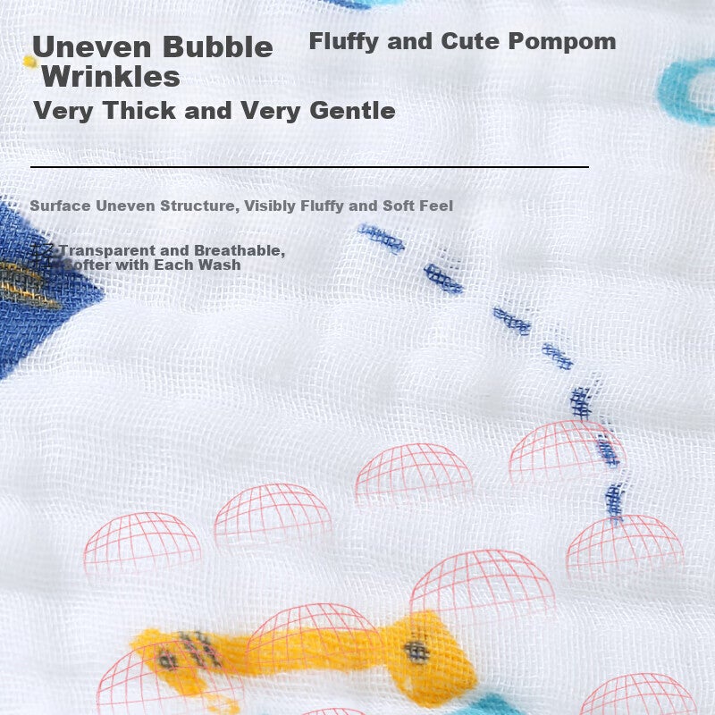 JD Jing Zao Tongyan Baby Pure Cotton Gauze Bath Towel, 6-Layer Class A Antibacterial Cotton Gauze, Children's Absorbent Quick-Drying Bath Towel - Image 4