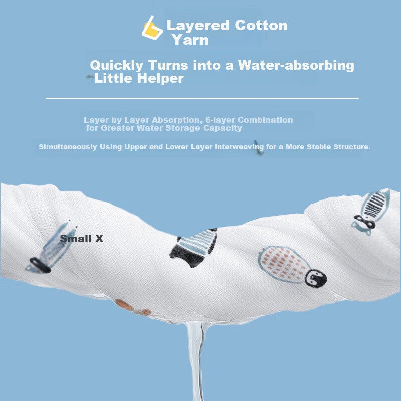 JD Jing Zao Tongyan Baby Pure Cotton Gauze Bath Towel, 6-Layer Class A Antibacterial Cotton Gauze, Children's Absorbent Quick-Drying Bath Towel - Image 3