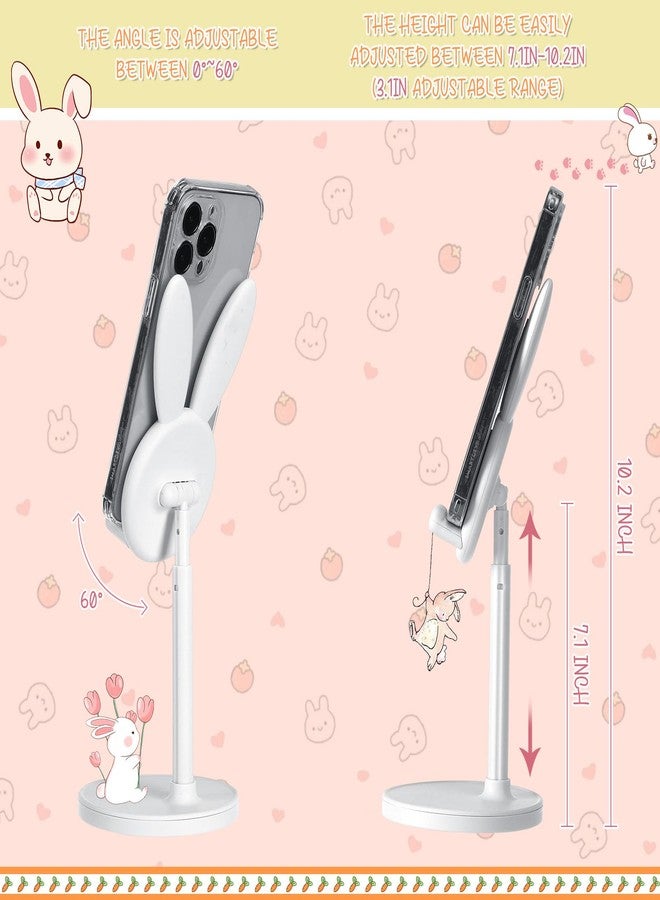 Kathfly 2 Pack Cute Bunny Phone Stand, Angle Height Adjustable Phone Stand for Desk, Kawaii Phone Holder Desk Accessories, Easter Bunny Gifts Favor for Girl Women (Pink and White) - Image 3