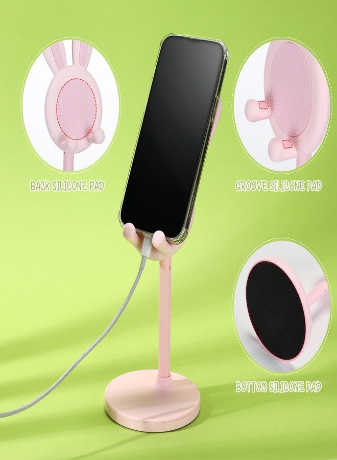 Kathfly 2 Pack Cute Bunny Phone Stand, Angle Height Adjustable Phone Stand for Desk, Kawaii Phone Holder Desk Accessories, Easter Bunny Gifts Favor for Girl Women (Pink and White) - Image 5