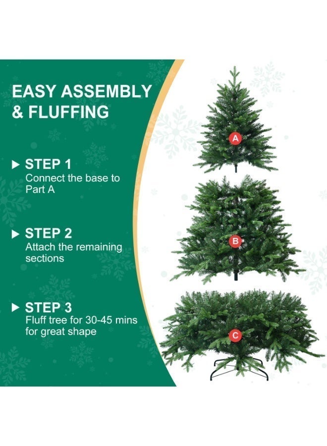 Cokrsh Artificial Christmas Tree, Hinged Artificial, Unlit Design, Dense Branches Realistic Holiday Décor​ w/Easy Assembly, Foldable Base - Image 5
