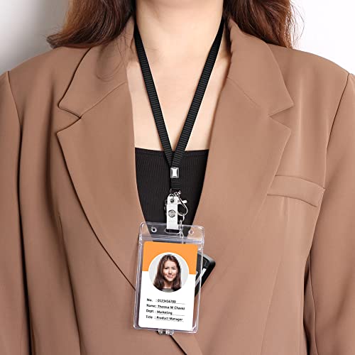 UpUGo 3 Pack Neck Lanyard with ID Badge Holder, Office Strap Lanyards, Stainless Metal Swivel Hook for Name Tag, Badge Holders, Keychains, Card, Black - Image 3