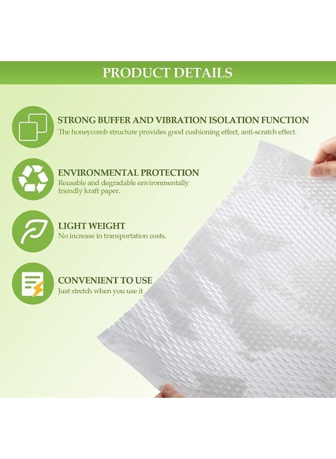 YelaJoy Honeycomb Packing Paper,Sustainable Alternative To Bubble Wrap For Moving Shipping Packing Roll,Eco Friendly Bubble Wrap Alternative Roll Kraft Paper Packing,White (30cm x 30m) - Image 3