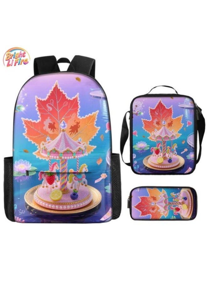 Bright Li Fire Backpacks + handbags + stationery bags | Back-to-school season/festival gifts | Cartoon bag three-piece set, easy to deal with various occasions (available for students, children, friends outings, mountain climbing, school, etc.) - 35 - Image 1