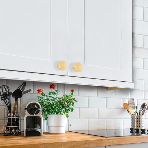 HANIHUA 20 Pack Gold Cabinet Knobs for Dresser Drawer Knobs Brushed Brass Kitchen Cabinet Knobs Solid Gold Knobs Round Single Hole Knob for Cabinets and Drawers - Image 3