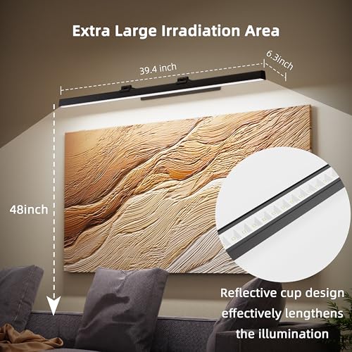 EAYOYAE Large Battery Operated Wireless Picture LightRechargeable 394inch Painting Display LightRemote Control Wall Lights with Three Modes and Timing for Art Frame - Image 3