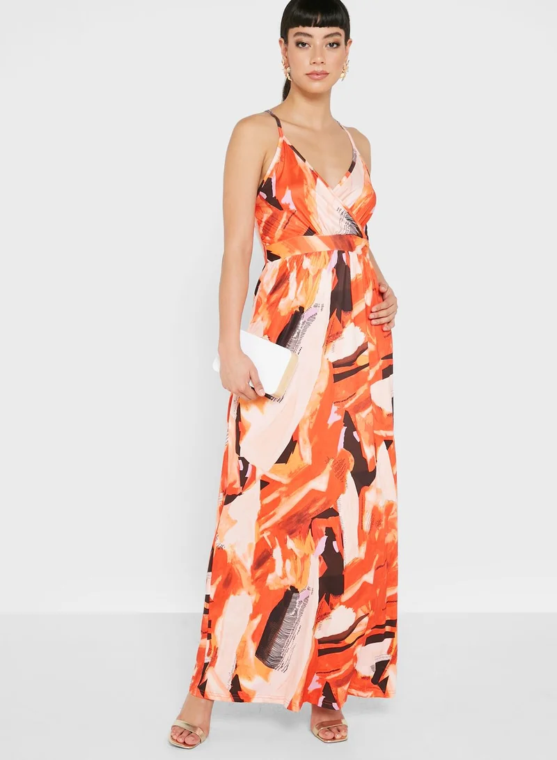 ELLA Abstract Print Strappy Dress