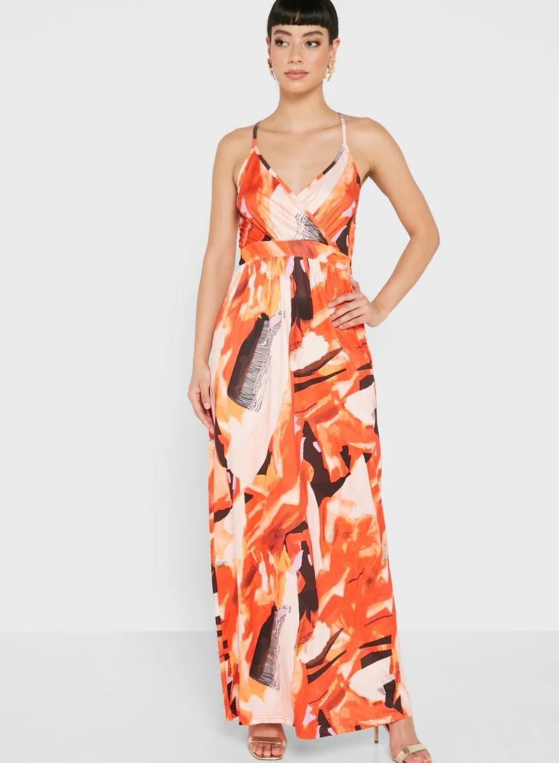 ELLA Abstract Print Strappy Dress