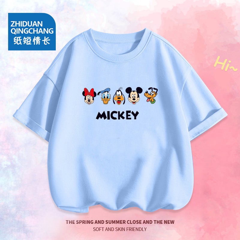 2041# Summer Girls' T-Shirt Cute Printed Bottoming Short-Sleeved Round Neck Children'S Shirt Thin Trendy Children'S Wear - Image 1