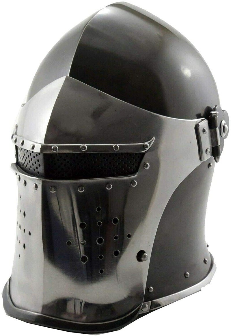 THOR INSTRUMENTS Viking Visored Barbuta Battle Knight Helmet Black Medieval Helm Armor SCA LARP Replica Costume Rustic Vintage Home Decor Gifts - Image 1