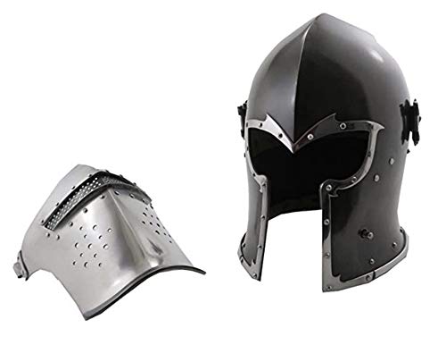 THOR INSTRUMENTS Viking Visored Barbuta Battle Knight Helmet Black Medieval Helm Armor SCA LARP Replica Costume Rustic Vintage Home Decor Gifts - Image 4