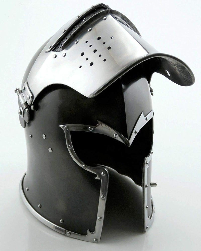 THOR INSTRUMENTS Viking Visored Barbuta Battle Knight Helmet Black Medieval Helm Armor SCA LARP Replica Costume Rustic Vintage Home Decor Gifts - Image 2