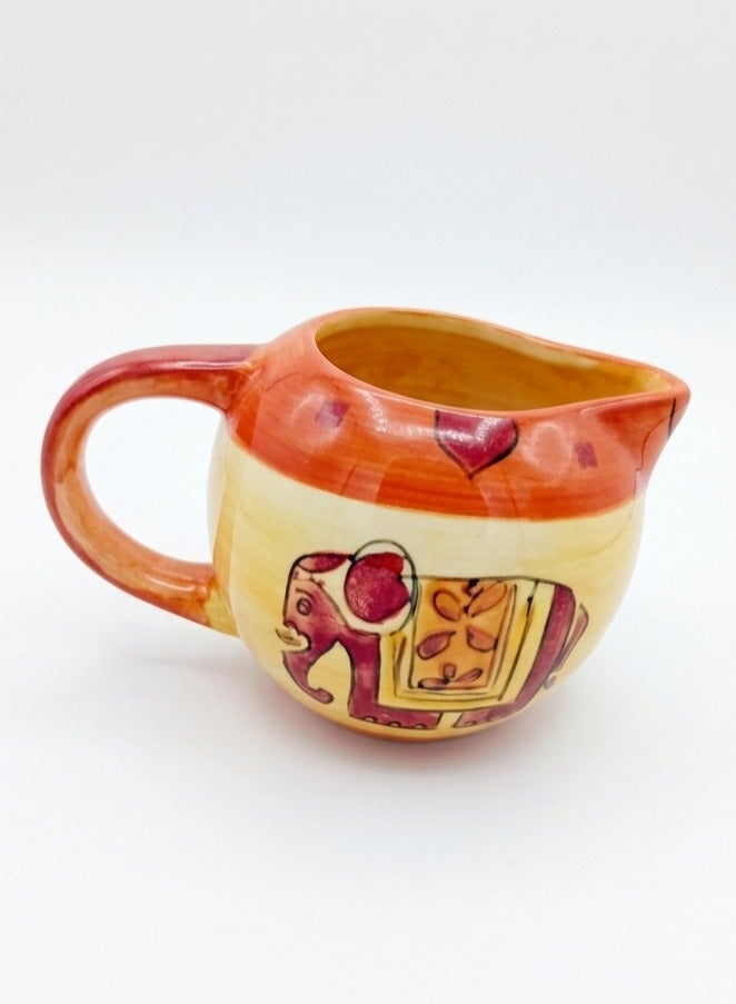Small tea pot elephant orange porcelain hand paint
