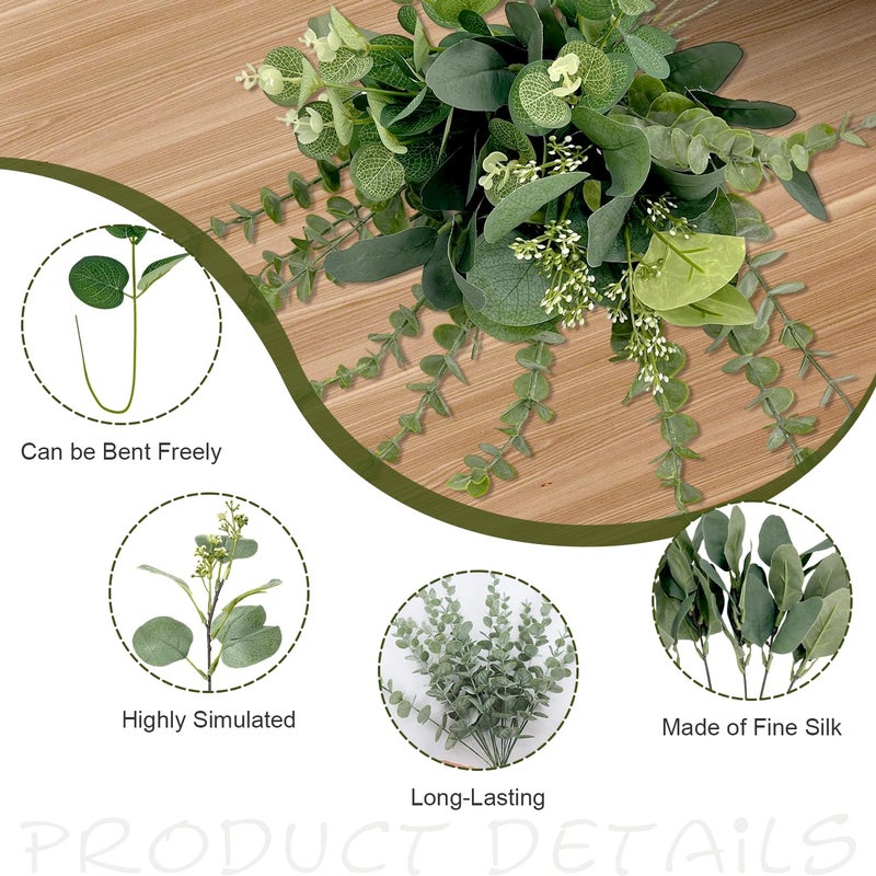 Holyenten 30 Pcs Eucalyptus Stems Bulk, 4 Kinds Mixed Artificial Silver Dollar Eucalyptus Greenery Branches for Wedding Centerpieces, Floral Arrangements, Vase Bouquet Home Decor - Image 3