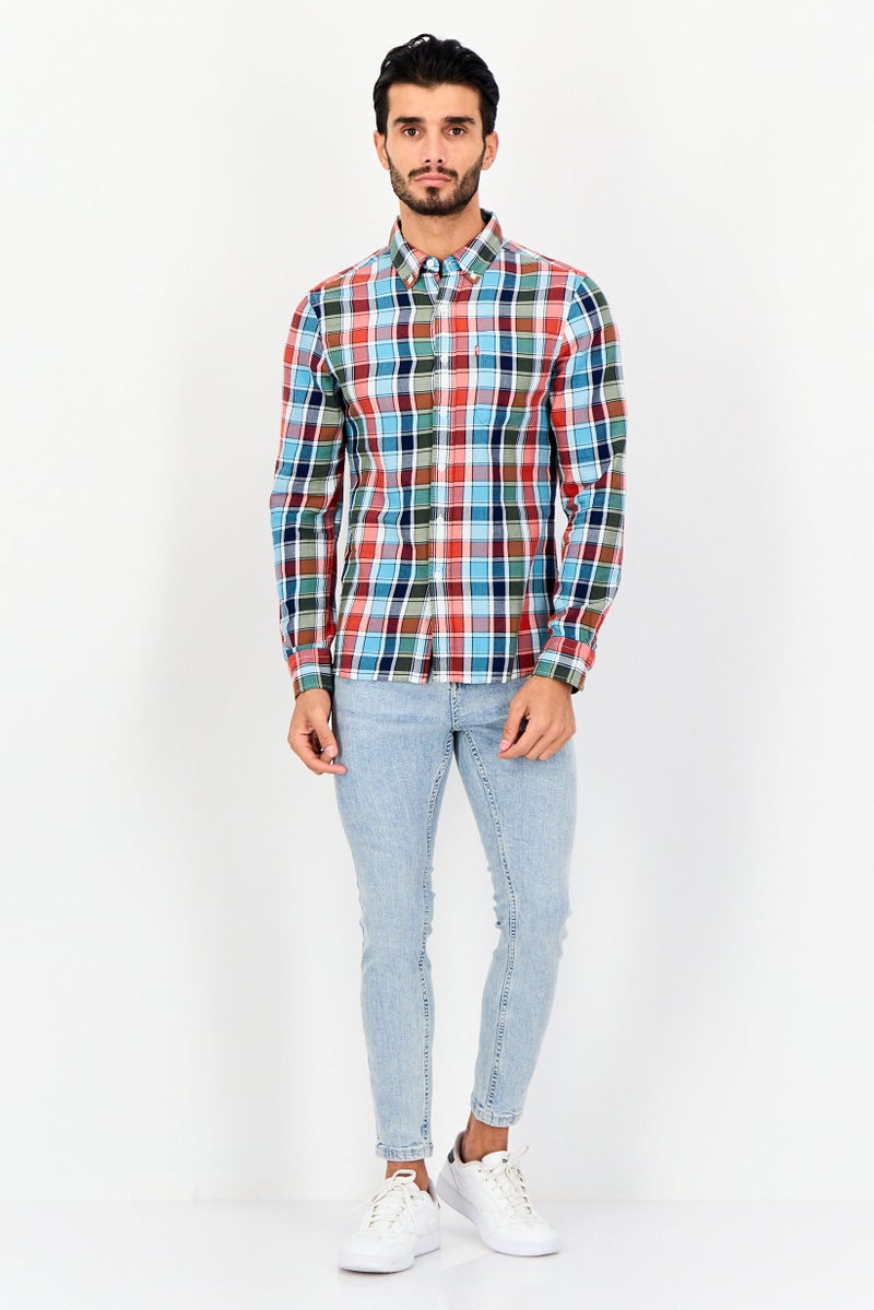 Levi's قميص رجالي ضيق بأكمام طويلة بتصميم مربعات، متعدد الألوان - Image 4