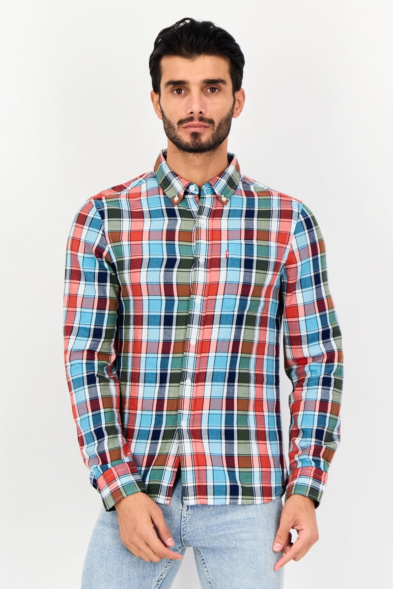 Levi's قميص رجالي ضيق بأكمام طويلة بتصميم مربعات، متعدد الألوان - Image 1