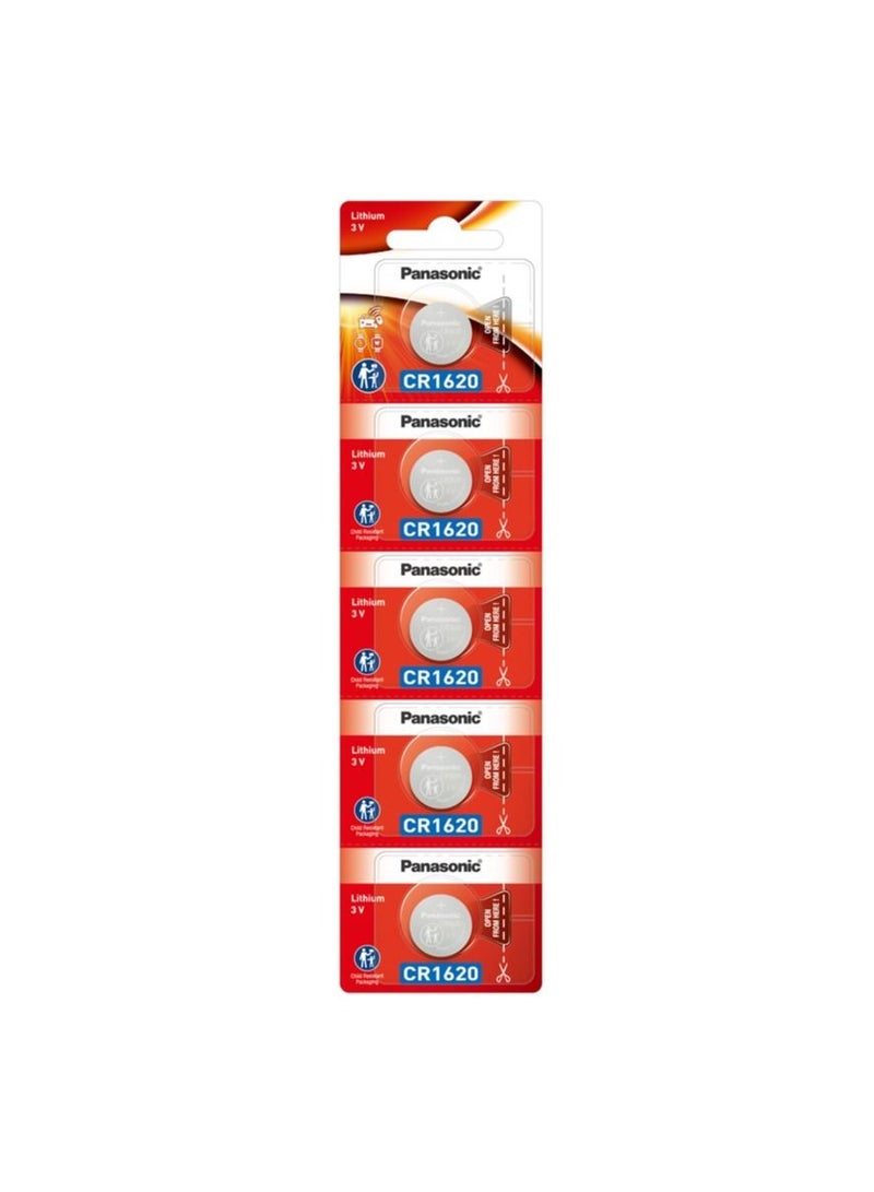 Panasonic 5-Pieces Panasonic CR1620 Lithium 3V Indonesia Batteries - Image 1