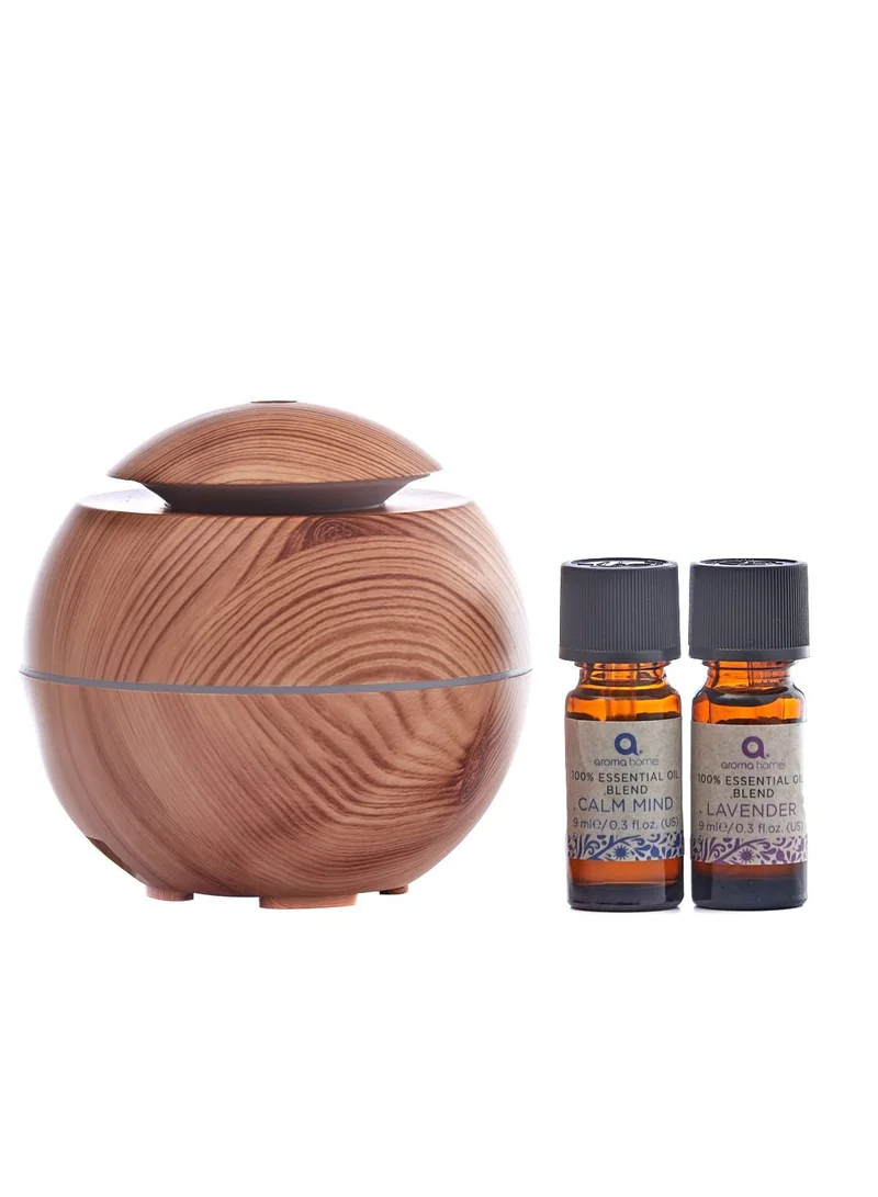 Aroma Home Light Wood Diffuser With 2 X 10Ml Lavender & Sleep Oil  Essentials Range Usb Diffusers With Oils